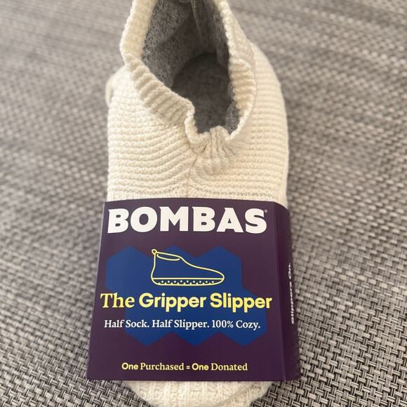 BOMBAS x ANTHROPOLOGIE NWT Waffle Knit Gripper Slippers Ivory L (12-14) - Picture 2 of 4